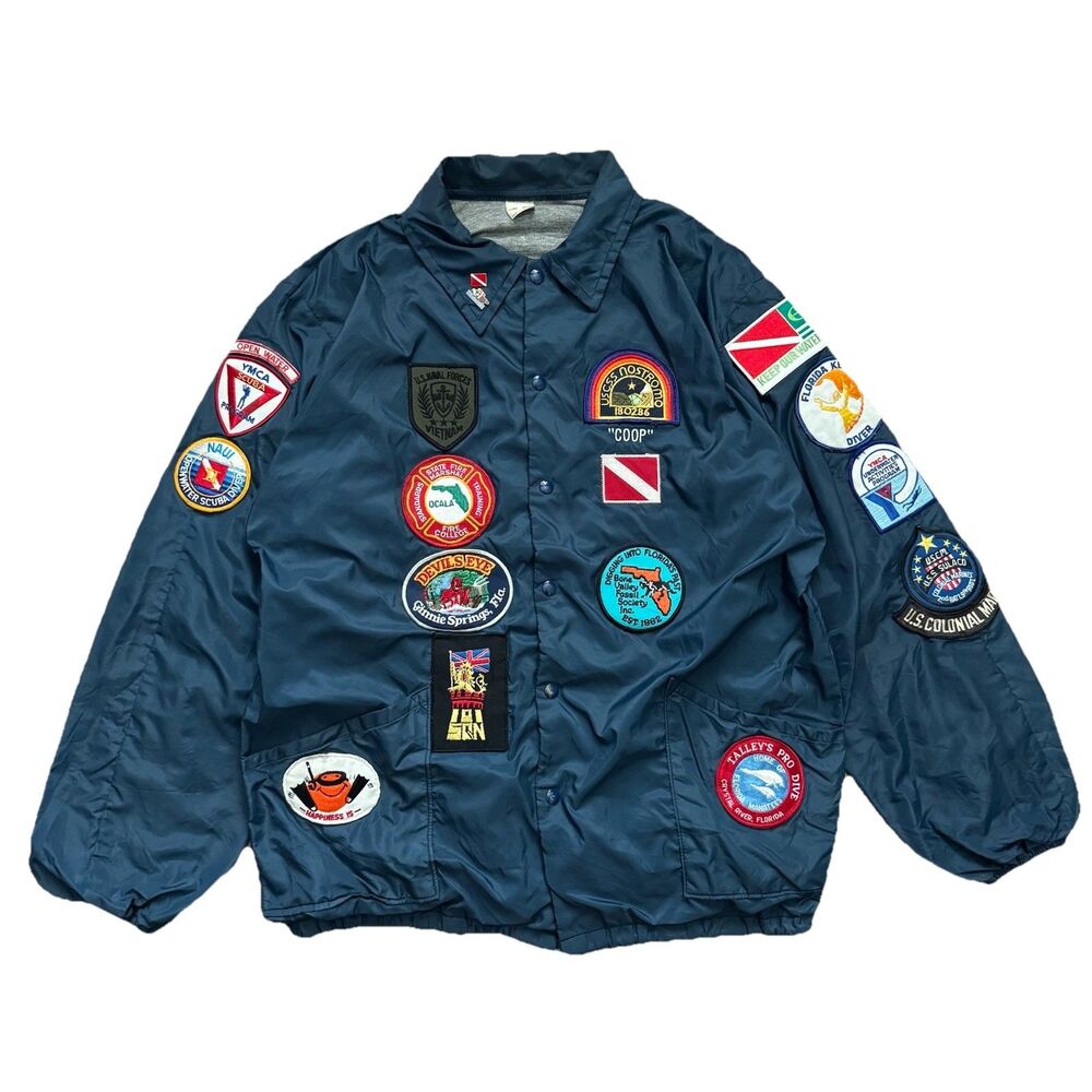 VTG 70s US Divers Association Patch Navy Jacket XXL Scuba Diver Florida USA